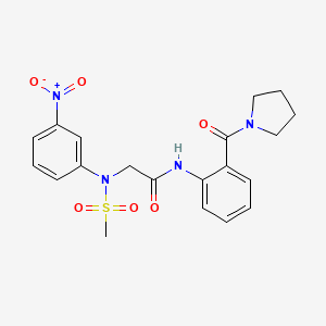 molecular formula C20H22N4O6S B3529071 N~2~-(methylsulfonyl)-N~2~-(3-nitrophenyl)-N~1~-[2-(1-pyrrolidinylcarbonyl)phenyl]glycinamide 
