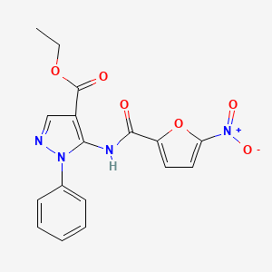 molecular formula C17H14N4O6 B3529101 ethyl 5-[(5-nitro-2-furoyl)amino]-1-phenyl-1H-pyrazole-4-carboxylate 