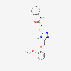 molecular formula C21H30N4O3S B3529108 N-cyclohexyl-2-({5-[(2-ethoxy-4-methylphenoxy)methyl]-4-methyl-4H-1,2,4-triazol-3-yl}thio)acetamide 