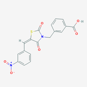 molecular formula C18H12N2O6S B352911 3-[(5-{3-Nitrobenzylidene}-2,4-dioxo-1,3-thiazolidin-3-yl)methyl]benzoic acid CAS No. 488103-71-5