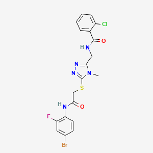 molecular formula C19H16BrClFN5O2S B3529136 N-{[5-({2-[(4-bromo-2-fluorophenyl)amino]-2-oxoethyl}thio)-4-methyl-4H-1,2,4-triazol-3-yl]methyl}-2-chlorobenzamide 