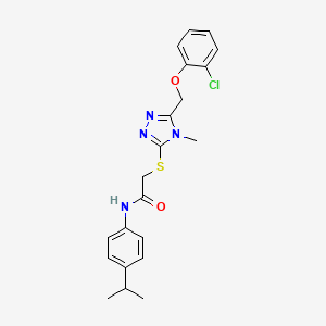 molecular formula C21H23ClN4O2S B3529139 2-({5-[(2-chlorophenoxy)methyl]-4-methyl-4H-1,2,4-triazol-3-yl}thio)-N-(4-isopropylphenyl)acetamide 