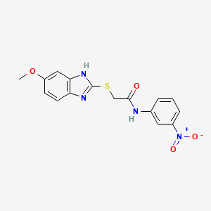 molecular formula C16H14N4O4S B3529143 2-[(5-methoxy-1H-benzimidazol-2-yl)thio]-N-(3-nitrophenyl)acetamide 
