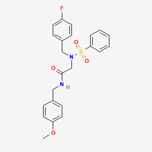 molecular formula C23H23FN2O4S B3529166 N~2~-(4-fluorobenzyl)-N~1~-(4-methoxybenzyl)-N~2~-(phenylsulfonyl)glycinamide 