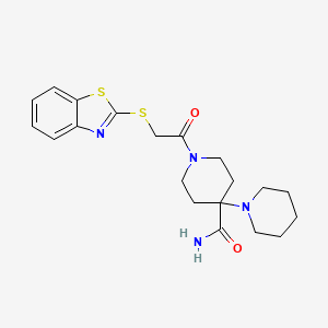 molecular formula C20H26N4O2S2 B3529172 1'-[(1,3-benzothiazol-2-ylthio)acetyl]-1,4'-bipiperidine-4'-carboxamide 