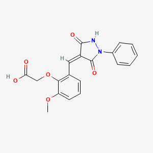 molecular formula C19H16N2O6 B3529198 {2-[(3,5-dioxo-1-phenyl-4-pyrazolidinylidene)methyl]-6-methoxyphenoxy}acetic acid 