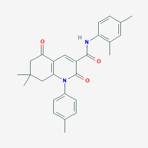 molecular formula C27H28N2O3 B3529206 N-(2,4-dimethylphenyl)-7,7-dimethyl-1-(4-methylphenyl)-2,5-dioxo-1,2,5,6,7,8-hexahydro-3-quinolinecarboxamide 