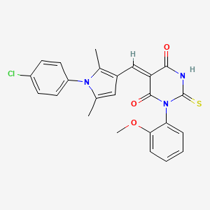 molecular formula C24H20ClN3O3S B3529223 5-{[1-(4-chlorophenyl)-2,5-dimethyl-1H-pyrrol-3-yl]methylene}-1-(2-methoxyphenyl)-2-thioxodihydro-4,6(1H,5H)-pyrimidinedione 