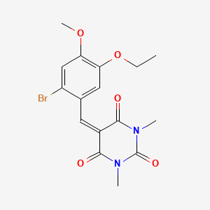 molecular formula C16H17BrN2O5 B3529278 5-(2-bromo-5-ethoxy-4-methoxybenzylidene)-1,3-dimethyl-2,4,6(1H,3H,5H)-pyrimidinetrione 