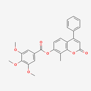 molecular formula C26H22O7 B3529290 8-methyl-2-oxo-4-phenyl-2H-chromen-7-yl 3,4,5-trimethoxybenzoate 