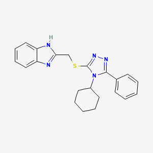 molecular formula C22H23N5S B3529330 2-{[(4-cyclohexyl-5-phenyl-4H-1,2,4-triazol-3-yl)thio]methyl}-1H-benzimidazole 