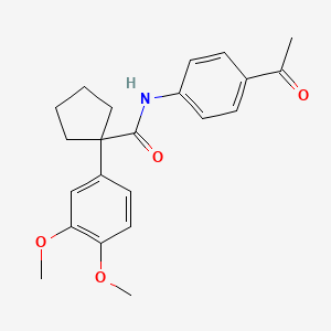 molecular formula C22H25NO4 B3529336 N-(4-acetylphenyl)-1-(3,4-dimethoxyphenyl)cyclopentanecarboxamide 