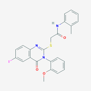 molecular formula C24H20IN3O3S B3529343 2-{[6-iodo-3-(2-methoxyphenyl)-4-oxo-3,4-dihydro-2-quinazolinyl]thio}-N-(2-methylphenyl)acetamide 