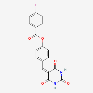 molecular formula C18H11FN2O5 B3529371 4-[(2,4,6-trioxotetrahydro-5(2H)-pyrimidinylidene)methyl]phenyl 4-fluorobenzoate 