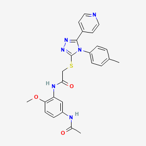 molecular formula C25H24N6O3S B3529382 N-[5-(acetylamino)-2-methoxyphenyl]-2-{[4-(4-methylphenyl)-5-(4-pyridinyl)-4H-1,2,4-triazol-3-yl]thio}acetamide CAS No. 477318-63-1