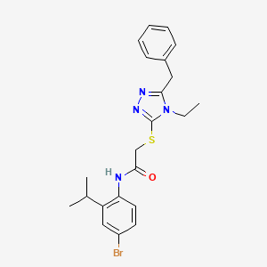 molecular formula C22H25BrN4OS B3529402 2-[(5-benzyl-4-ethyl-4H-1,2,4-triazol-3-yl)thio]-N-(4-bromo-2-isopropylphenyl)acetamide 