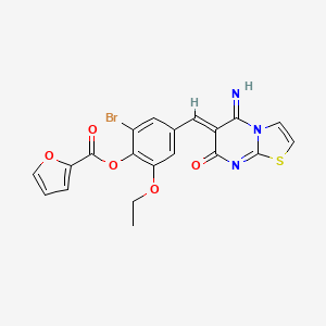 2-bromo-6-ethoxy-4-[(5-imino-7-oxo-5H-[1,3]thiazolo[3,2-a]pyrimidin-6(7H)-ylidene)methyl]phenyl 2-furoate