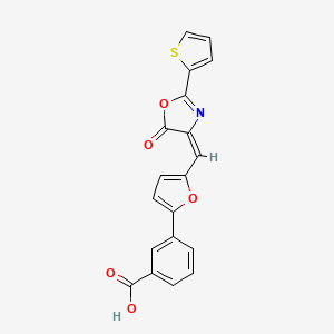 molecular formula C19H11NO5S B3529489 3-(5-{[5-oxo-2-(2-thienyl)-1,3-oxazol-4(5H)-ylidene]methyl}-2-furyl)benzoic acid 