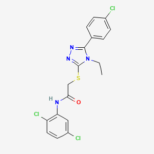 molecular formula C18H15Cl3N4OS B3529513 2-{[5-(4-chlorophenyl)-4-ethyl-4H-1,2,4-triazol-3-yl]thio}-N-(2,5-dichlorophenyl)acetamide 