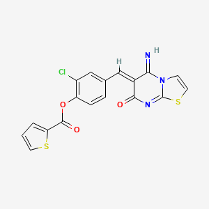 2-chloro-4-[(5-imino-7-oxo-5H-[1,3]thiazolo[3,2-a]pyrimidin-6(7H)-ylidene)methyl]phenyl 2-thiophenecarboxylate