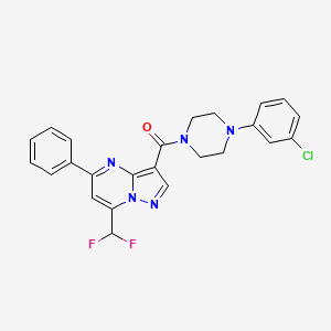 molecular formula C24H20ClF2N5O B3529546 3-{[4-(3-chlorophenyl)-1-piperazinyl]carbonyl}-7-(difluoromethyl)-5-phenylpyrazolo[1,5-a]pyrimidine 