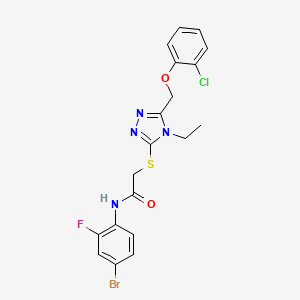 molecular formula C19H17BrClFN4O2S B3529612 N-(4-bromo-2-fluorophenyl)-2-({5-[(2-chlorophenoxy)methyl]-4-ethyl-4H-1,2,4-triazol-3-yl}thio)acetamide 