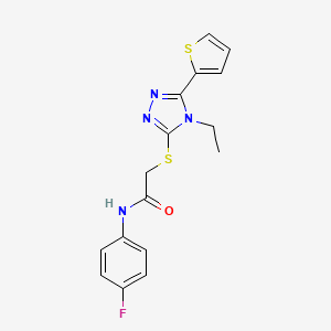 molecular formula C16H15FN4OS2 B3529633 2-{[4-ethyl-5-(2-thienyl)-4H-1,2,4-triazol-3-yl]thio}-N-(4-fluorophenyl)acetamide CAS No. 561295-12-3