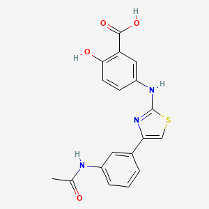 molecular formula C18H15N3O4S B3529638 5-({4-[3-(acetylamino)phenyl]-1,3-thiazol-2-yl}amino)-2-hydroxybenzoic acid 