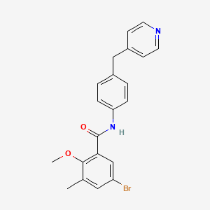 molecular formula C21H19BrN2O2 B3529696 5-bromo-2-methoxy-3-methyl-N-[4-(4-pyridinylmethyl)phenyl]benzamide 