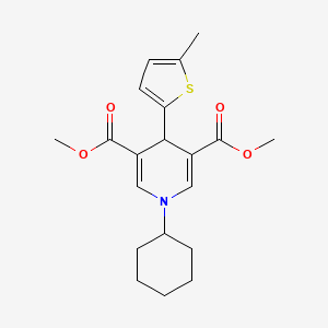 molecular formula C20H25NO4S B3529718 dimethyl 1-cyclohexyl-4-(5-methyl-2-thienyl)-1,4-dihydro-3,5-pyridinedicarboxylate 