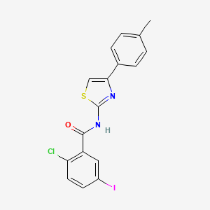 molecular formula C17H12ClIN2OS B3529725 2-chloro-5-iodo-N-[4-(4-methylphenyl)-1,3-thiazol-2-yl]benzamide 