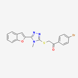 molecular formula C19H14BrN3O2S B3529727 2-{[5-(1-benzofuran-2-yl)-4-methyl-4H-1,2,4-triazol-3-yl]thio}-1-(4-bromophenyl)ethanone 