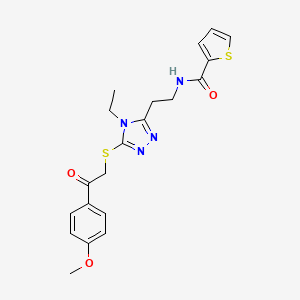 molecular formula C20H22N4O3S2 B3529733 N-[2-(4-ethyl-5-{[2-(4-methoxyphenyl)-2-oxoethyl]thio}-4H-1,2,4-triazol-3-yl)ethyl]-2-thiophenecarboxamide 