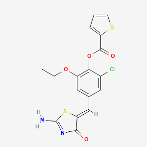 molecular formula C17H13ClN2O4S2 B3529745 2-chloro-6-ethoxy-4-[(2-imino-4-oxo-1,3-thiazolidin-5-ylidene)methyl]phenyl 2-thiophenecarboxylate 