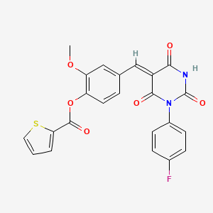 4-{[1-(4-fluorophenyl)-2,4,6-trioxotetrahydro-5(2H)-pyrimidinylidene]methyl}-2-methoxyphenyl 2-thiophenecarboxylate