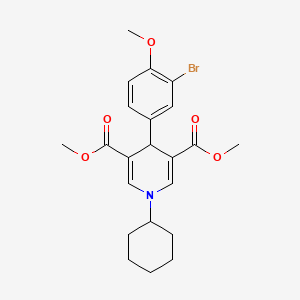 molecular formula C22H26BrNO5 B3529771 dimethyl 4-(3-bromo-4-methoxyphenyl)-1-cyclohexyl-1,4-dihydro-3,5-pyridinedicarboxylate 