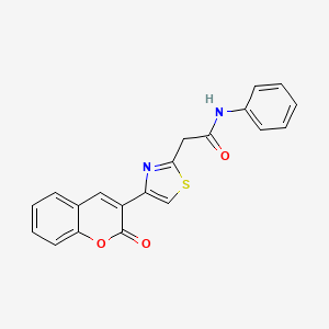 molecular formula C20H14N2O3S B3529788 2-[4-(2-oxo-2H-chromen-3-yl)-1,3-thiazol-2-yl]-N-phenylacetamide 