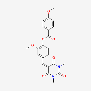 molecular formula C22H20N2O7 B3529802 4-[(1,3-dimethyl-2,4,6-trioxotetrahydro-5(2H)-pyrimidinylidene)methyl]-2-methoxyphenyl 4-methoxybenzoate 