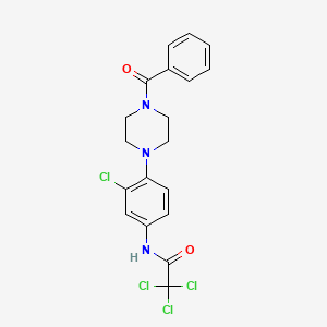 molecular formula C19H17Cl4N3O2 B3529806 N-[4-(4-benzoyl-1-piperazinyl)-3-chlorophenyl]-2,2,2-trichloroacetamide 