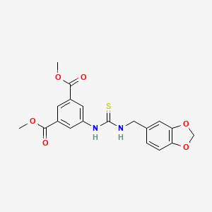 molecular formula C19H18N2O6S B3529809 dimethyl 5-({[(1,3-benzodioxol-5-ylmethyl)amino]carbonothioyl}amino)isophthalate 