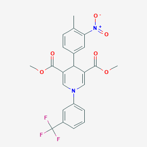 molecular formula C23H19F3N2O6 B3529814 dimethyl 4-(4-methyl-3-nitrophenyl)-1-[3-(trifluoromethyl)phenyl]-1,4-dihydro-3,5-pyridinedicarboxylate 