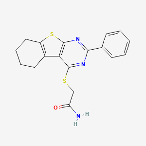 molecular formula C18H17N3OS2 B3529870 2-[(2-phenyl-5,6,7,8-tetrahydro[1]benzothieno[2,3-d]pyrimidin-4-yl)thio]acetamide 