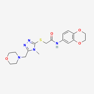 molecular formula C18H23N5O4S B3529929 N-(2,3-dihydro-1,4-benzodioxin-6-yl)-2-{[4-methyl-5-(4-morpholinylmethyl)-4H-1,2,4-triazol-3-yl]thio}acetamide 