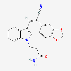 molecular formula C21H17N3O3 B3529949 3-{3-[2-(1,3-benzodioxol-5-yl)-2-cyanovinyl]-1H-indol-1-yl}propanamide 