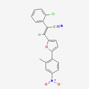 molecular formula C20H13ClN2O3 B3529967 2-(2-chlorophenyl)-3-[5-(2-methyl-4-nitrophenyl)-2-furyl]acrylonitrile 