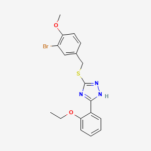 molecular formula C18H18BrN3O2S B3529974 3-[(3-bromo-4-methoxybenzyl)thio]-5-(2-ethoxyphenyl)-4H-1,2,4-triazole 