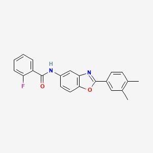 molecular formula C22H17FN2O2 B3529991 N-[2-(3,4-dimethylphenyl)-1,3-benzoxazol-5-yl]-2-fluorobenzamide 