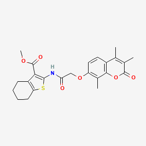molecular formula C24H25NO6S B3530084 methyl 2-({[(3,4,8-trimethyl-2-oxo-2H-chromen-7-yl)oxy]acetyl}amino)-4,5,6,7-tetrahydro-1-benzothiophene-3-carboxylate 