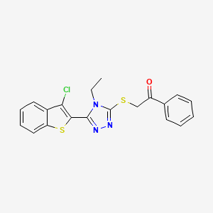 molecular formula C20H16ClN3OS2 B3530137 2-{[5-(3-chloro-1-benzothien-2-yl)-4-ethyl-4H-1,2,4-triazol-3-yl]thio}-1-phenylethanone 