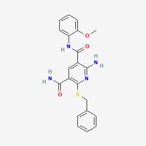 molecular formula C21H20N4O3S B3530177 2-amino-6-(benzylthio)-N-(2-methoxyphenyl)-3,5-pyridinedicarboxamide 